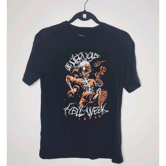 Theory Tops - Orange Theory Hell Week 2024 Unisex Tee Shirt Top Zombie Skull Size SMALL